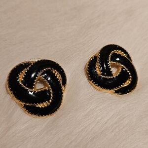 Black & Gold Tone Post Earrings